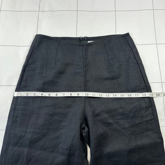 Faithfull the Brand Pants Womens 6 Black Linen Wide Leg Ottavio High Rise Zip Up - Picture 9 of 13